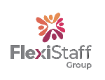 FlexiStaff Group logo with colorful design on a black background